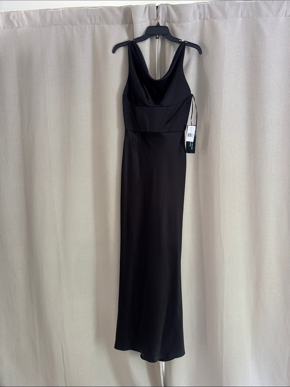 Amsale Black Satin Maxi Gown